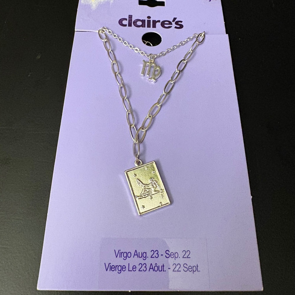 NWT Claires Silver Virgo‎ Zodiac Layered Set of 2 Necklaces Aug Sept Gift